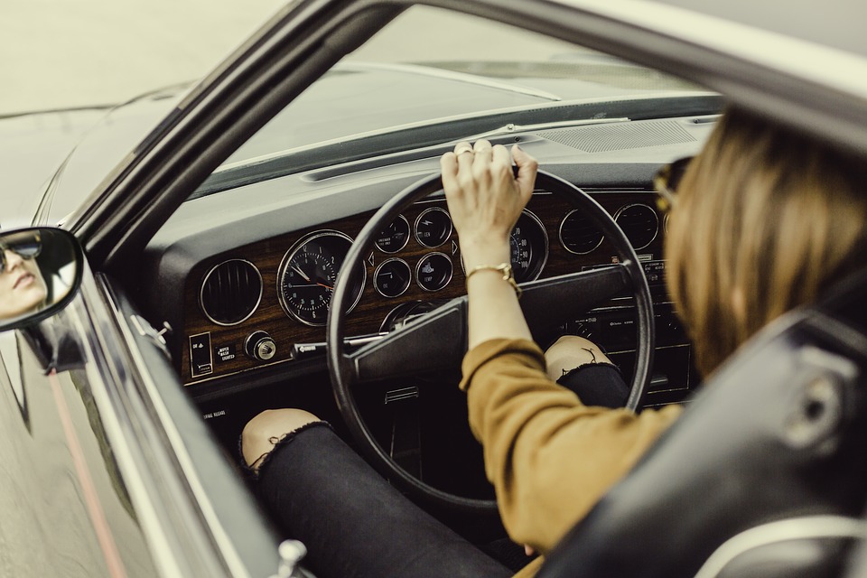 woman driving a car